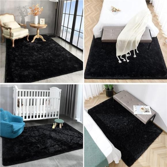 Fluffy Fuzzy Shaggy Rugs, Super Soft for Floor, Bedroom, Living Room, Modern - Picture 5 of 6